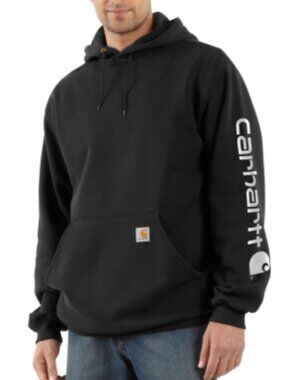 Carhartt Black Pullover Hoodie with Sleeve Logo 2041
